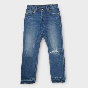 Levi's 501 Medium Wash Distressed Raw Hem Jeans Size 25